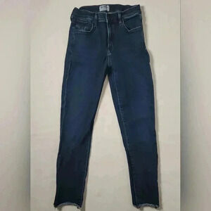 AGOLDE Denim Mid Rise Raw Hem Skinny Ankle  Stretchy Denim Jeans Sz 25W